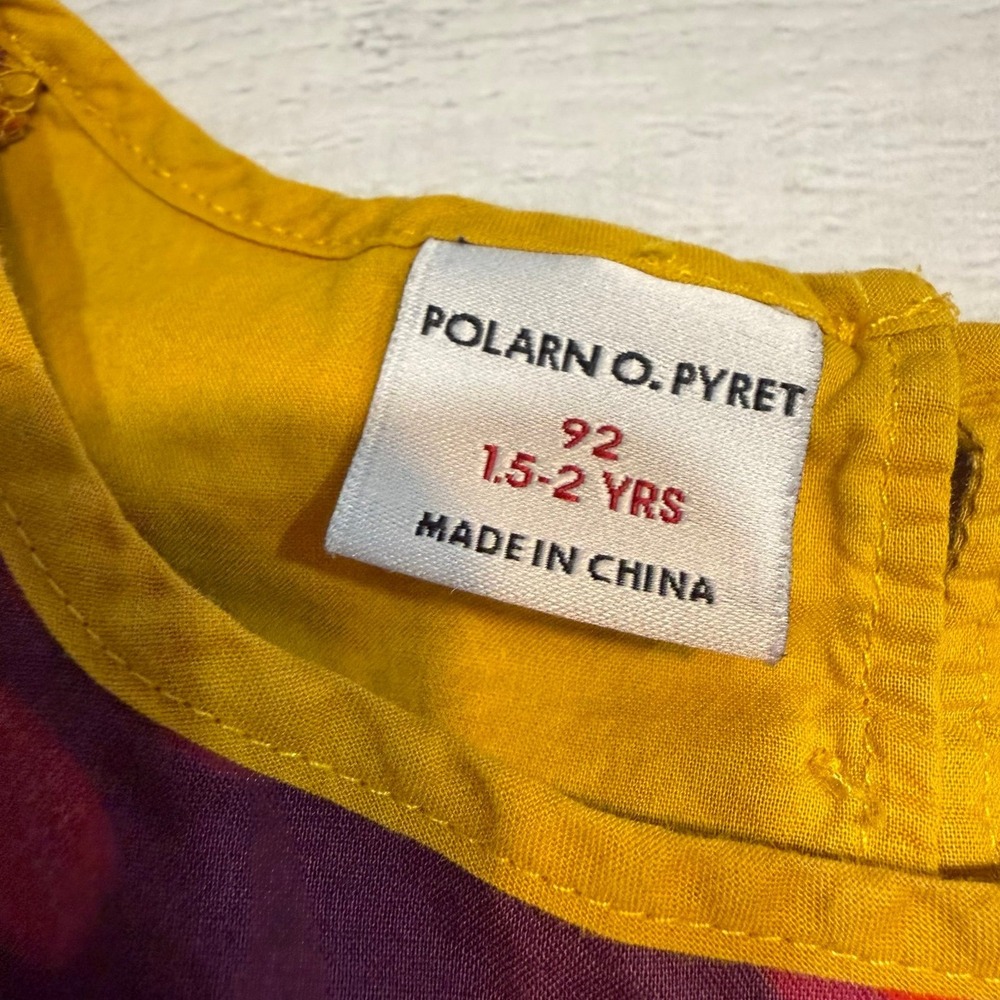 Polarn O. Pyret girls long sleeve floral dress red yellow purple 1.5-2 years - Picture 4 of 7